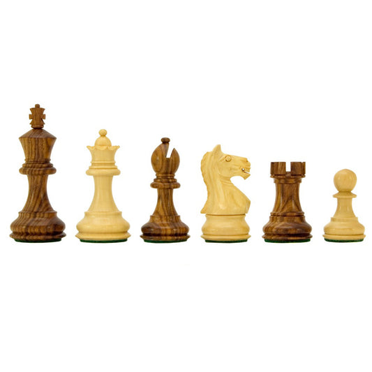 3.25" Fierce Knight Staunton Chess Pieces Only Set – Weighted Golden Rosewood & Boxwood