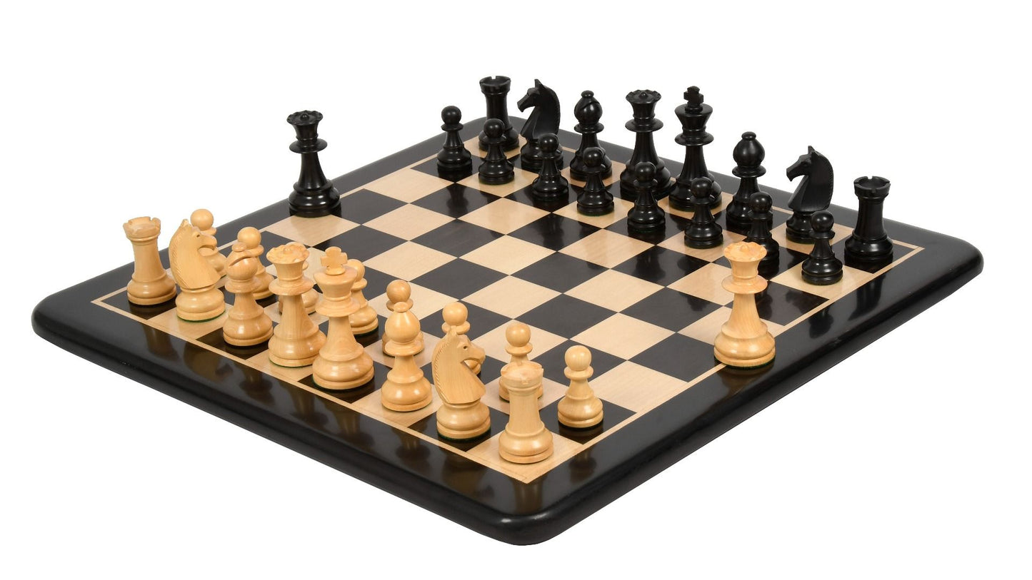90s Reproduced 3.6" French Chavet Championship Tournament Chess Pieces Only Set-Weighted Ebonised Boxwood