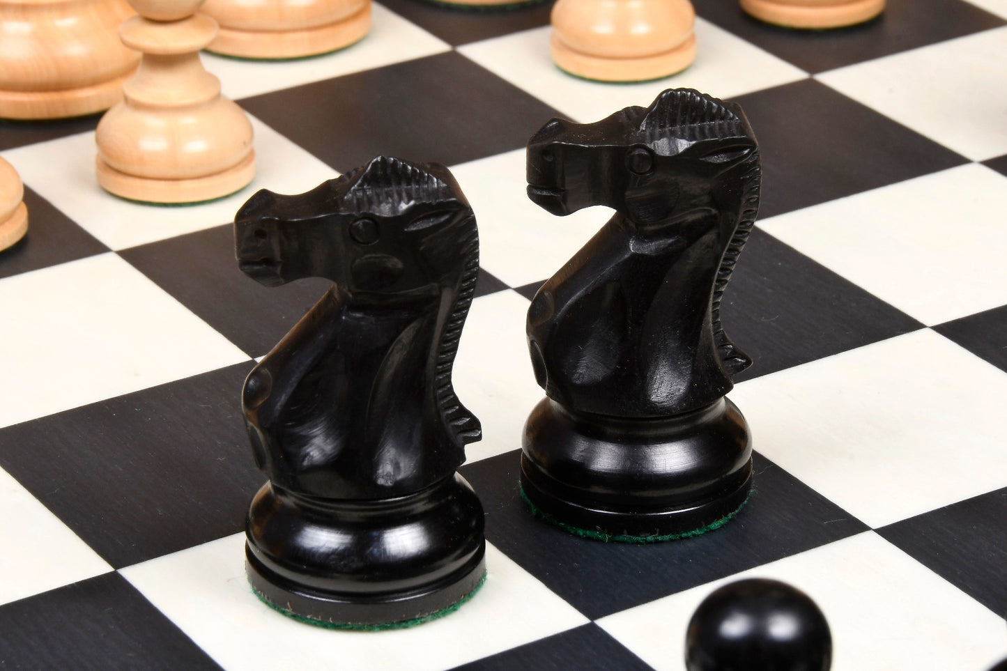 1972 Reproduced Reykjavik Championship Series Chess Pieces 3.7" - Weighted Ebonised Boxwood & Boxwood