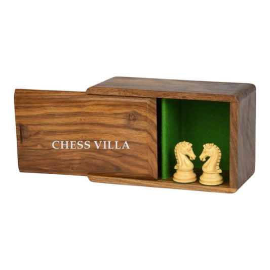 Golden Rosewood Chess Pieces Storage Box For Chessmen Set Upto 4.5 inch - Chess Villa