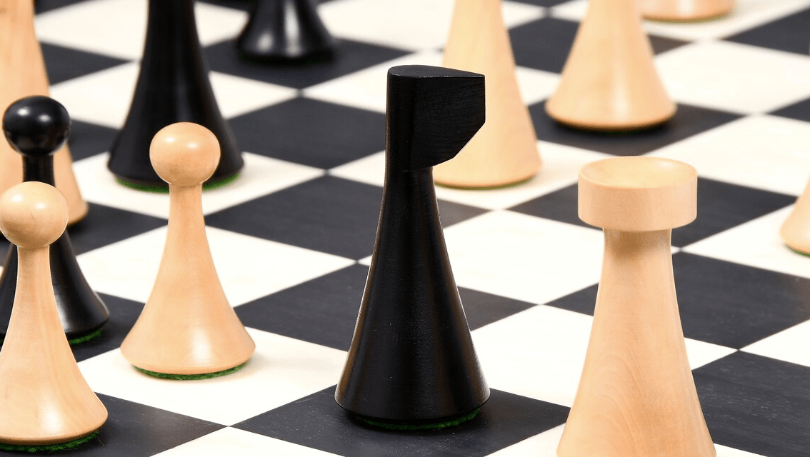 Hermann Ohme Minimalist Series Chess Pieces Only Set- Weighted Ebonised Boxwood - Chess Villa