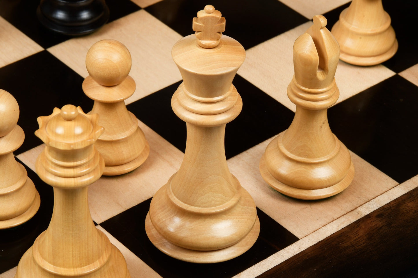 4" Fierce Knight Staunton Chess Pieces Only Set – Ebonised Boxwood & Boxwood