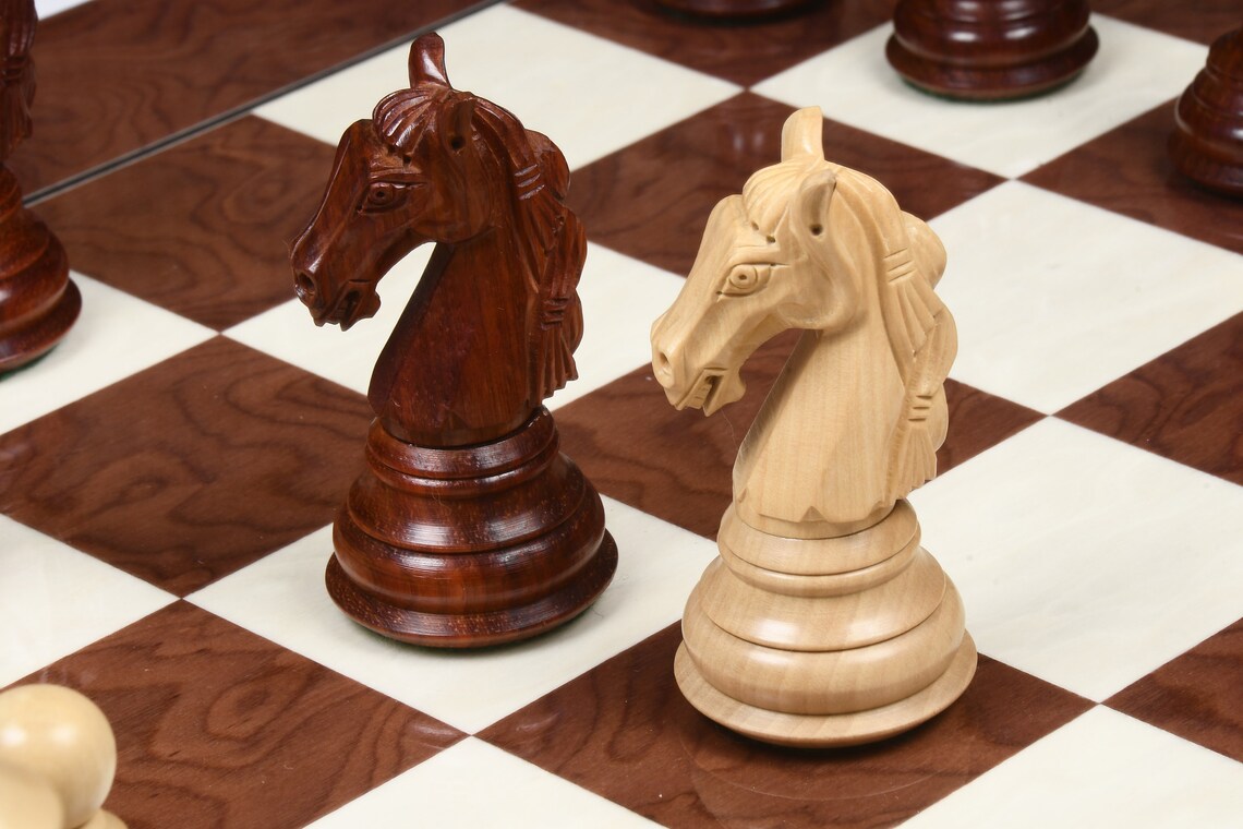 4.6" Rare Columbian Luxury Chess Pieces Only Set - Triple Weighted Bud Rosewood