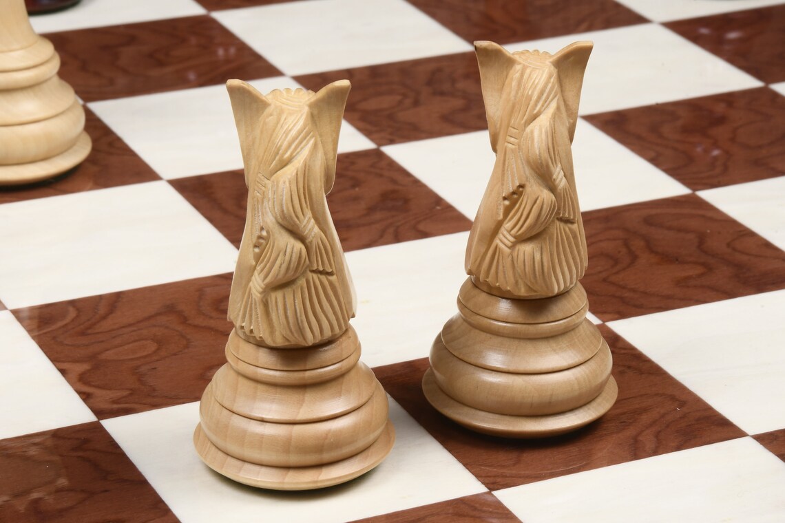 4.6" Rare Columbian Luxury Chess Pieces Only Set - Triple Weighted Bud Rosewood