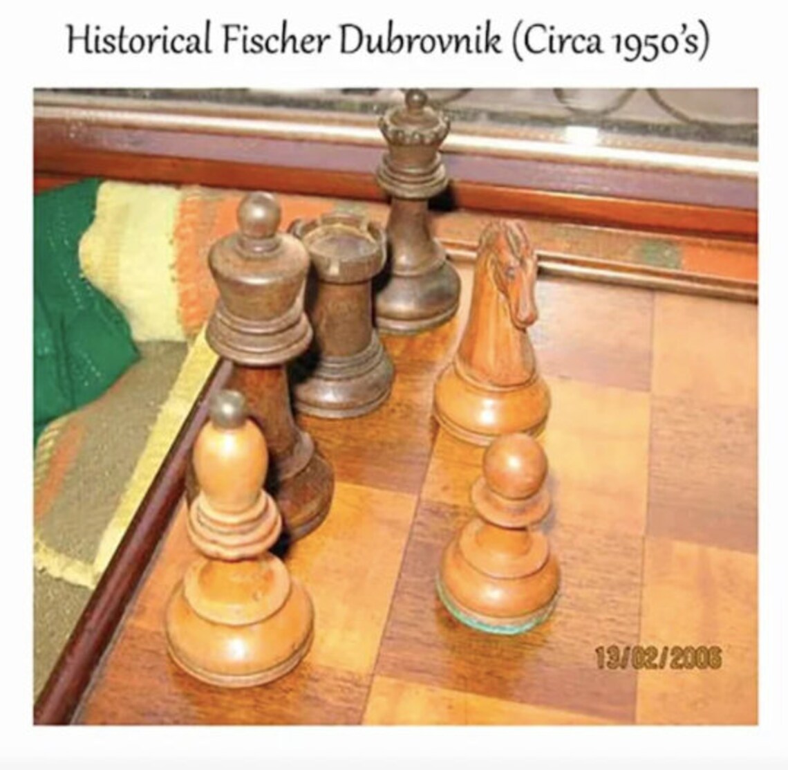 1950s Dubrovnik Bobby Fischer Reproduced Chess Pieces Only Set In Ebony Wood & Boxwood - 3.7" King