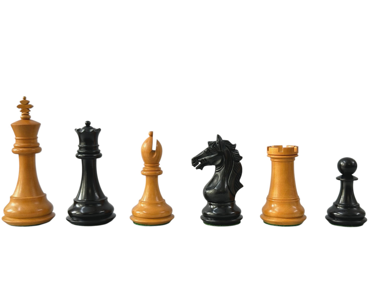 The Cremona Series Staunton Chess Pieces- 4" King- Double Weighted Ebonised Boxwood & Antique Boxwood