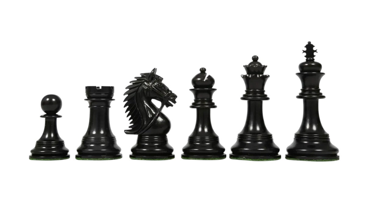 The Chesterfield Series Luxury Chess Pieces - 4.2" King- Triple Weighted Ebony Wood