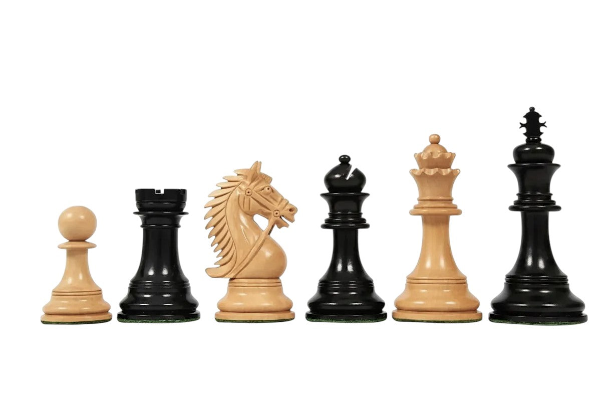 The Chesterfield Series Luxury Chess Pieces - 4.2" King- Triple Weighted Ebony Wood