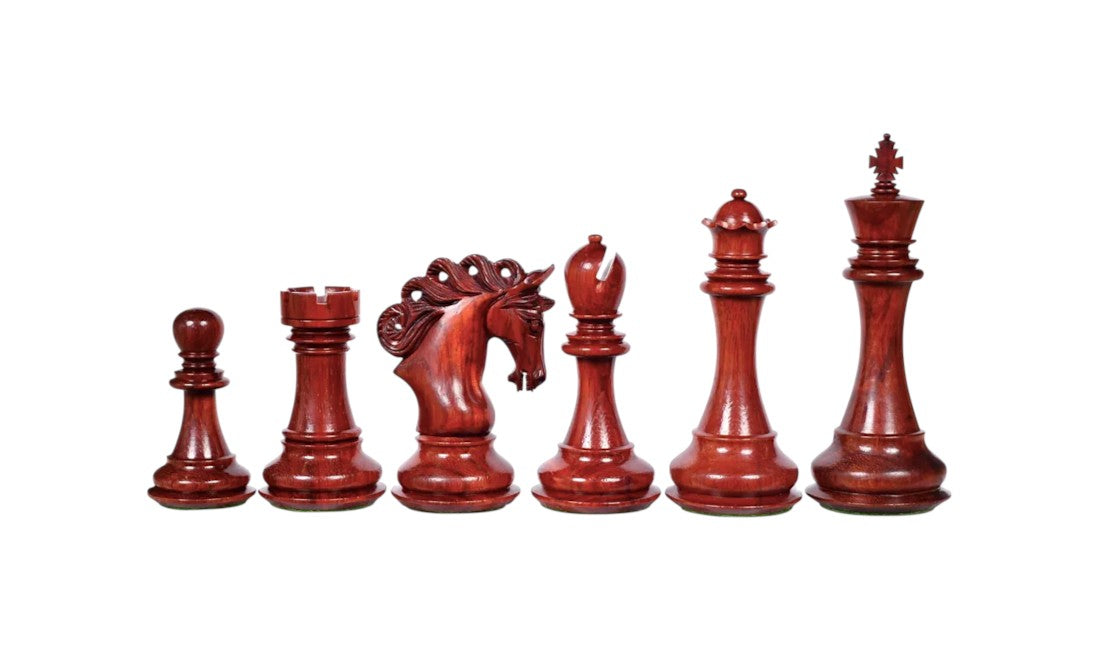The Pegasus Series Artisan Luxury Staunton Chess Pieces- 4.6" King- Triple Weighted Bud Rosewood