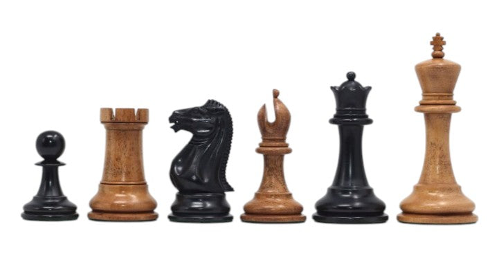 1849 Original Jaques Staunton Chess Pieces Only set - Triple Weighted Ebony & Distressed Boxwood - 4.5" King