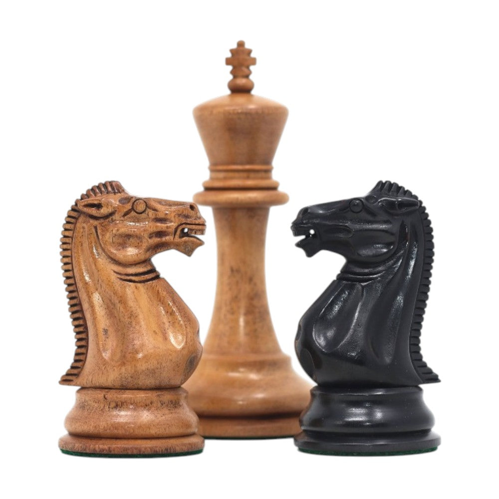 1849 Original Jaques Staunton Chess Pieces Only set - Triple Weighted Ebony & Distressed Boxwood - 4.5" King