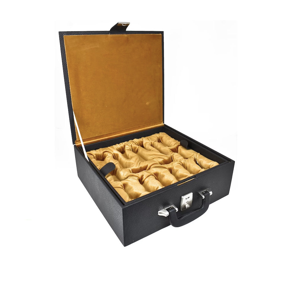 Leatherette Coffer Storage Box for Chess Pieces - 3.5" to 4.1" chessmen - With Tray