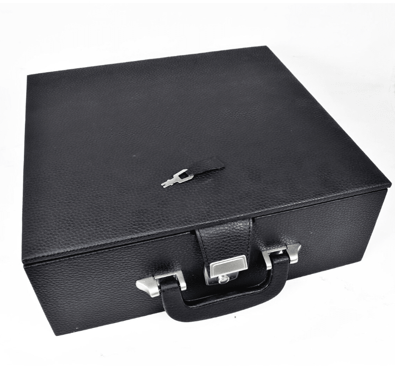 Leatherette Coffer Storage Box for Chess Pieces - 3.5" to 4.1" chessmen - With Tray - Chess Villa
