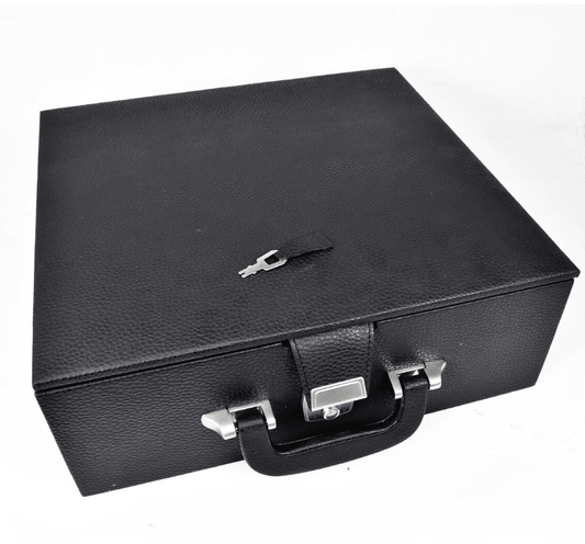 Leatherette Coffer Storage Box for Chess Pieces - 3.5" to 4.1" chessmen - With Tray - Chess Villa