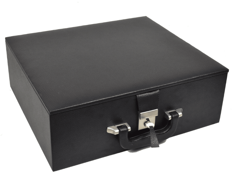 Leatherette Coffer Storage Box for Chess Pieces - 3.5" to 4.1" chessmen - With Tray - Chess Villa