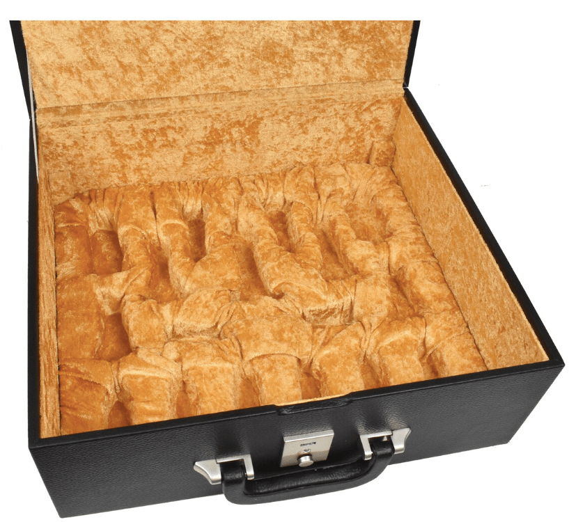 Leatherette Coffer Storage Box for Chess Pieces - 3.5" to 4.1" chessmen - With Tray - Chess Villa