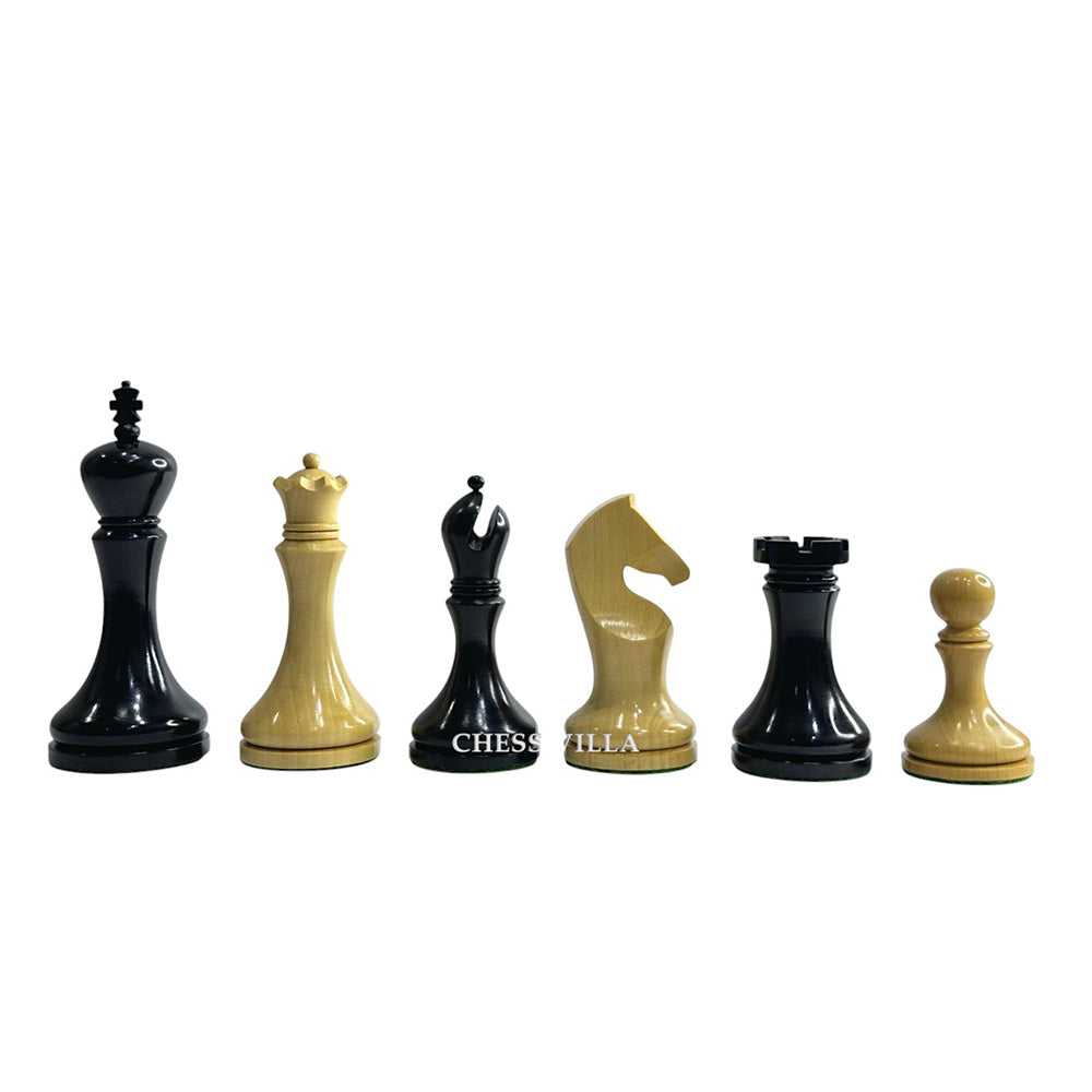 3.9" Zadar Series Modern Minimalist Chess Set - Chess Pieces Only - Weighted Ebonised Boxwood