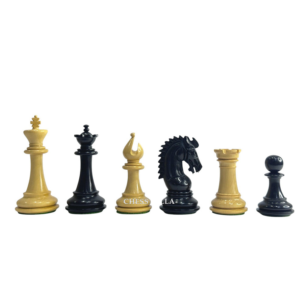 3.75" Sheffield Knight Luxury Chess Pieces Only Set - Double Weighted Ebonised Boxwood