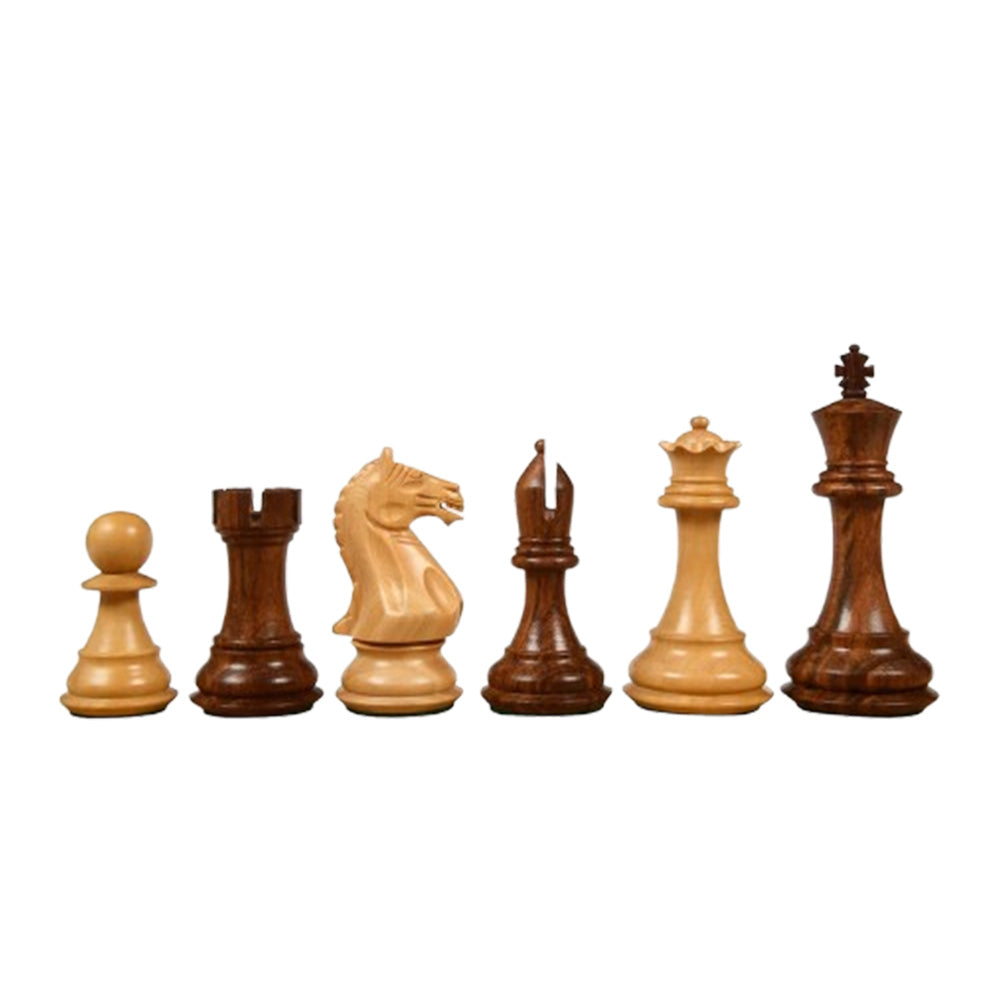 4" Fierce Knight Staunton Chess Pieces Only Set – Golden Rosewood & Boxwood