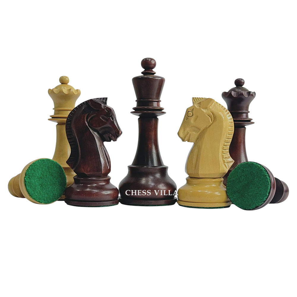 1950s Fischer Dubrovnik Reproduction Chess Pieces Only - Mahogany Stained & Boxwood - 3.75" King