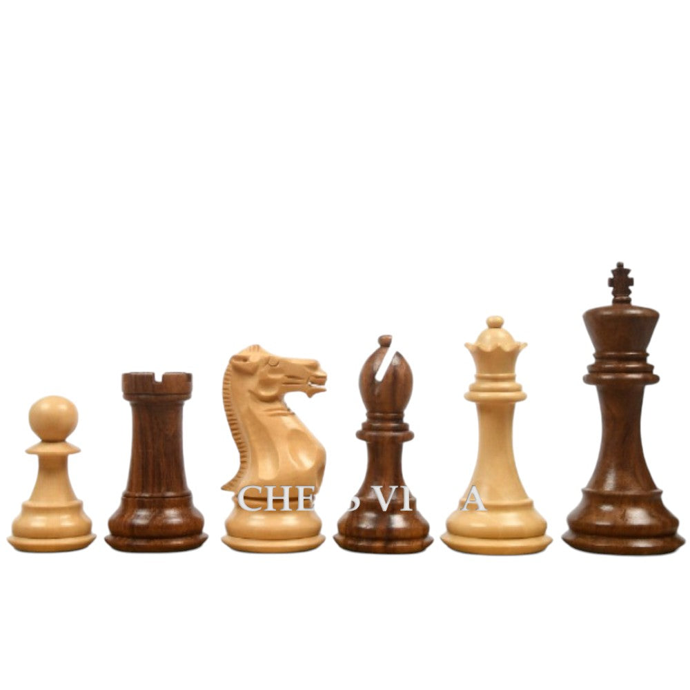 Combo of 4″ Professional Club Staunton Chess Set- Pieces in Golden Rosewood with 21" Golden Rosewood Chessboard