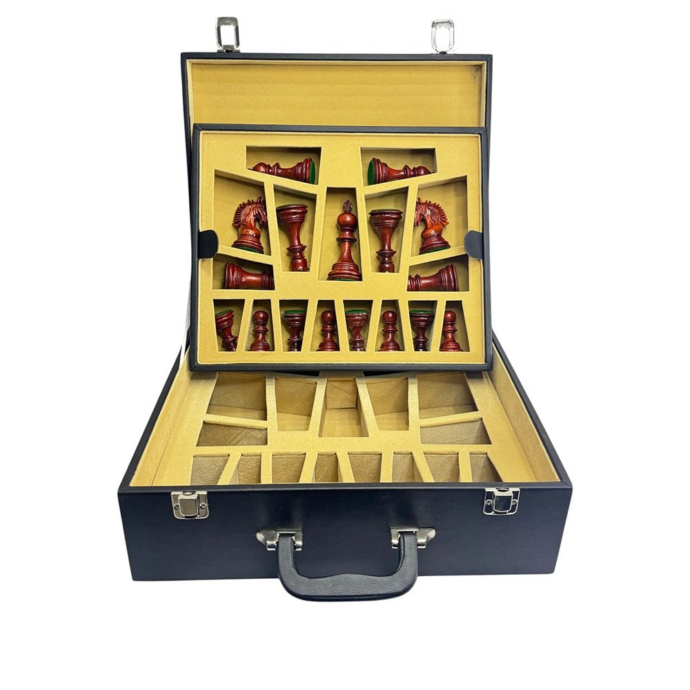 Signature Leatherette Coffer Storage Box - Chess Pieces of 4.2" to 5.0" - Chess Villa
