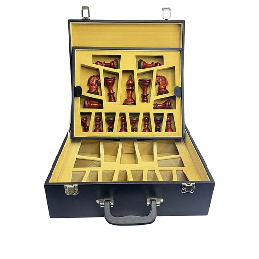 Signature Leatherette Coffer Storage Box - Chess Pieces of 4.2" to 5.0" - Chess Villa