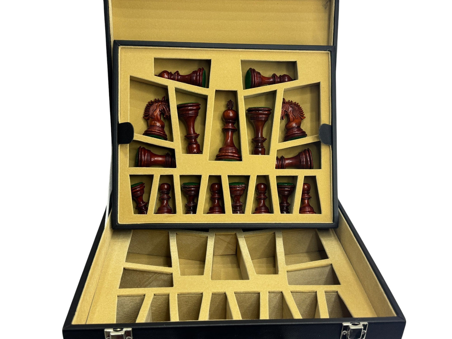 Signature Leatherette Coffer Storage Box - Chess Pieces of 4.2" to 5.0" - Chess Villa
