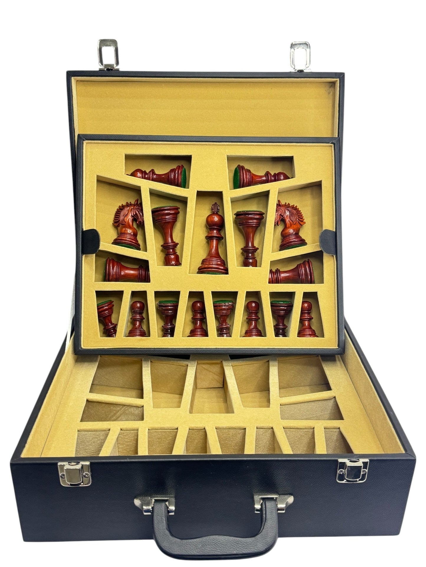 Signature Leatherette Coffer Storage Box - Chess Pieces of 4.2" to 5.0" - Chess Villa