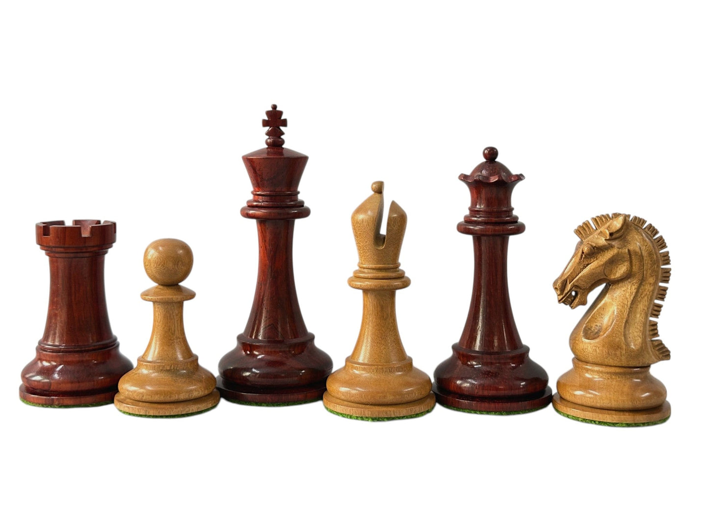 Sinquefield Cup Series Reproduced Staunton Chess Pieces Only set- Double Weighted Budrose Wood & Distress Antique Boxwood - Chess Villa