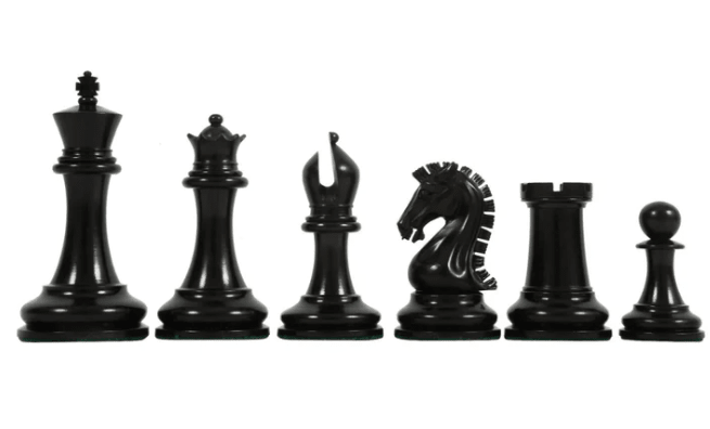 Sinquefield Cup Series Reproduced Staunton Chess Pieces Only set - Double Weighted Ebonised Boxwood - Chess Villa