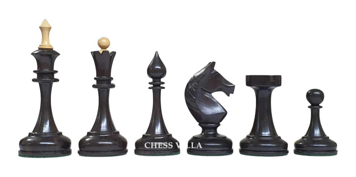 Soviet USSR 1970 Reproduced 4" Chess Pieces Only Set- Weighted Boxwood and Ebonised Boxwood - Chess Villa