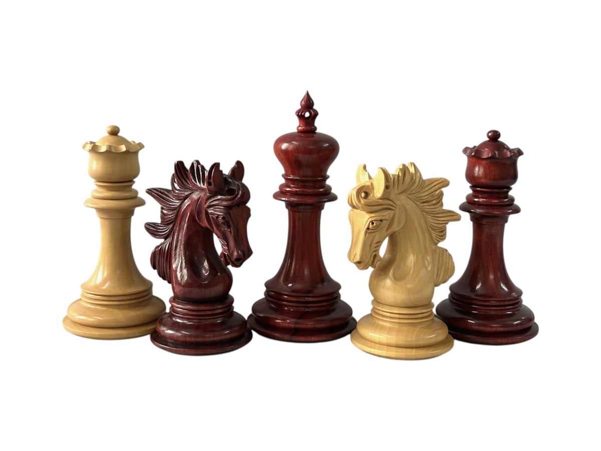 The Arabian Knight Series Artisan Luxury Staunton Chess Pieces- 4.2" King- Triple Weighted Bud Rosewood - Chess Villa