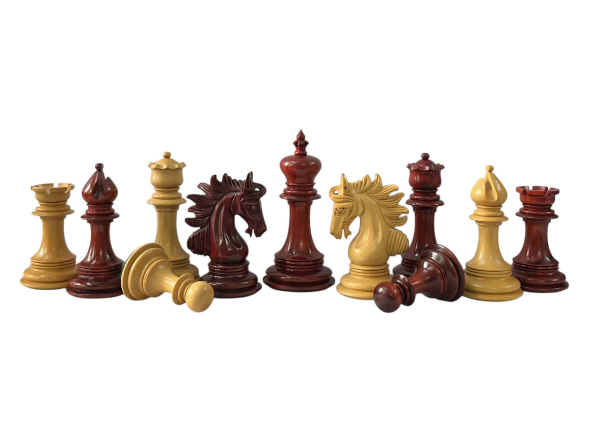 The Arabian Knight Series Artisan Luxury Staunton Chess Pieces- 4.2" King- Triple Weighted Bud Rosewood - Chess Villa
