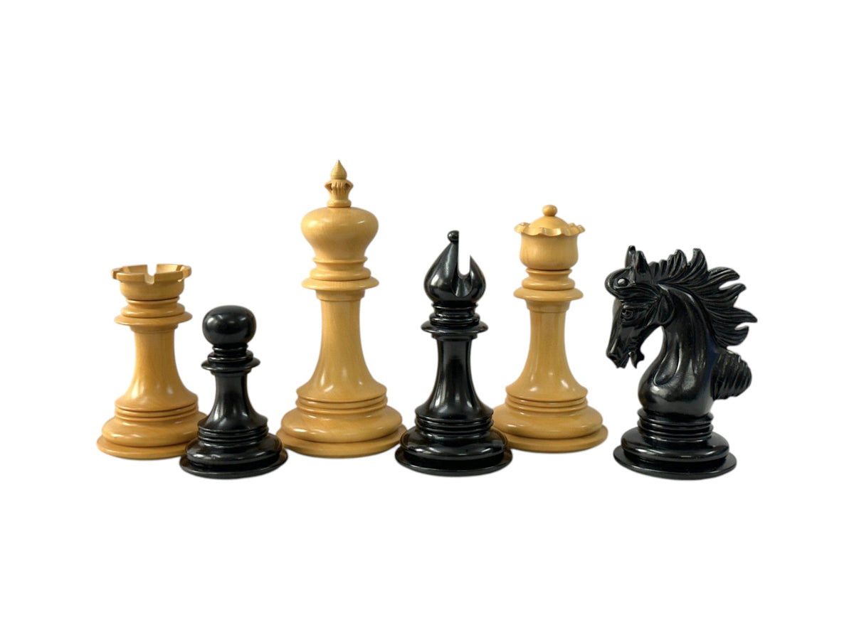 The Arabian Knight Series Artisan Luxury Staunton Chess Pieces- 4.2" King- Triple Weighted Ebony - Chess Villa