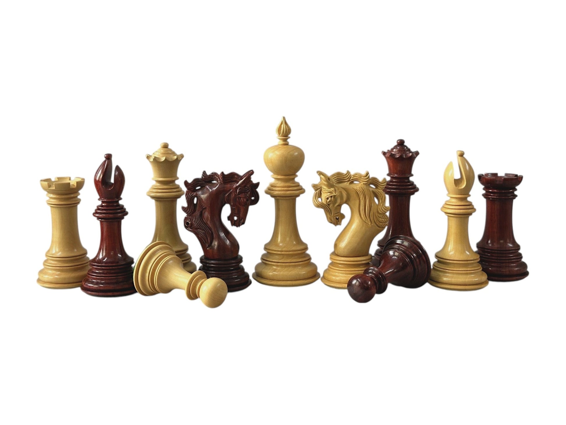 The Benevento Series Luxury Chess Pieces Only Set- 4.4" King- Triple Weighted Budrose Wood - Chess Villa