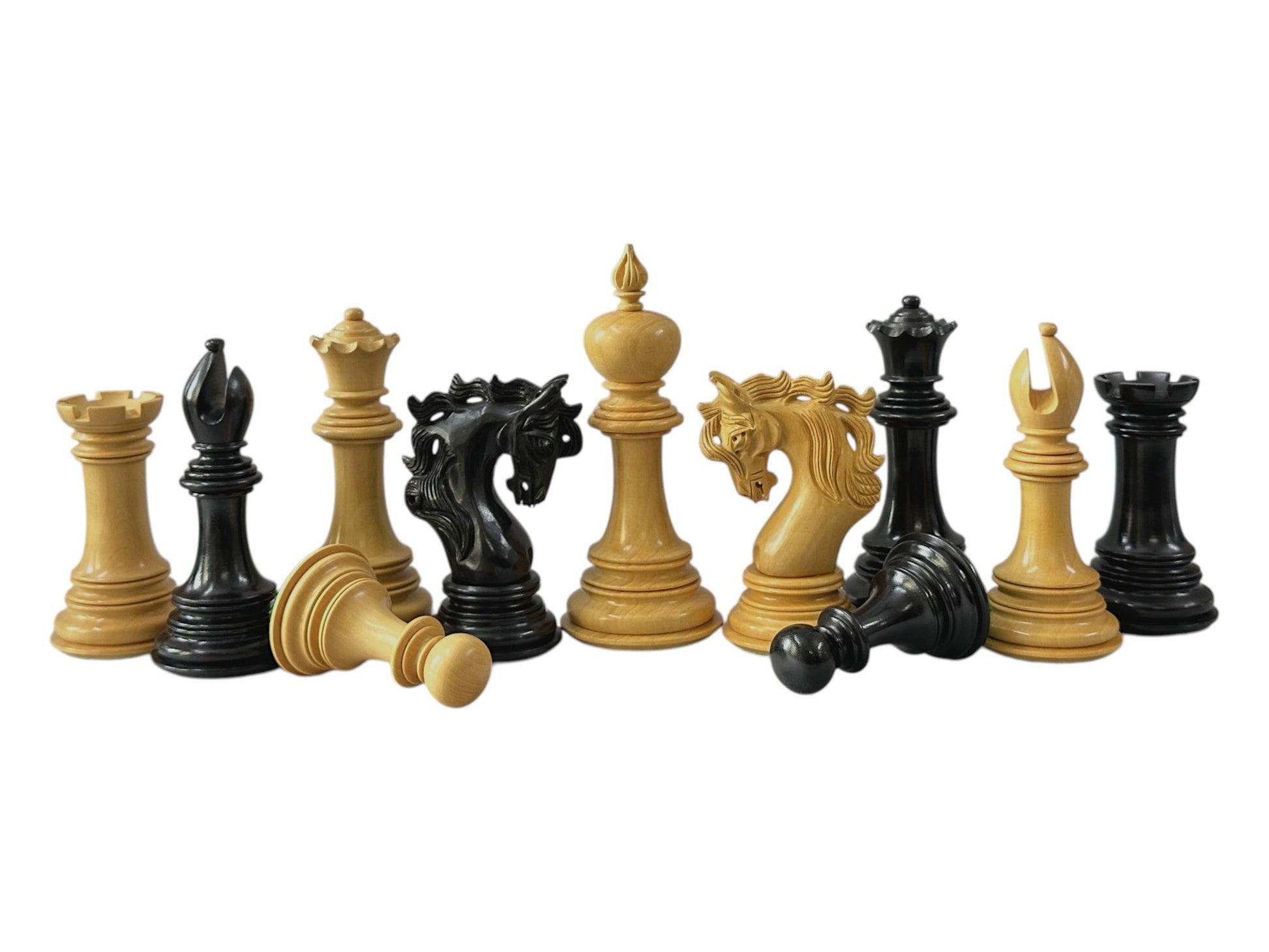 The Benevento Series Luxury Chess Pieces Only Set- 4.4" King- Triple Weighted Ebony Wood - Chess Villa