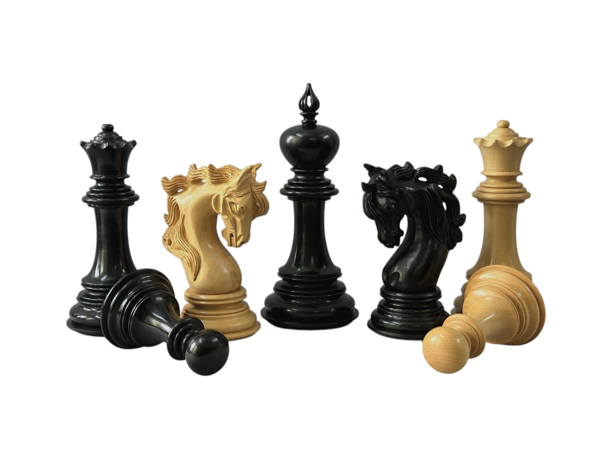 The Benevento Series Luxury Chess Pieces Only Set- 4.4" King- Triple Weighted Ebony Wood - Chess Villa