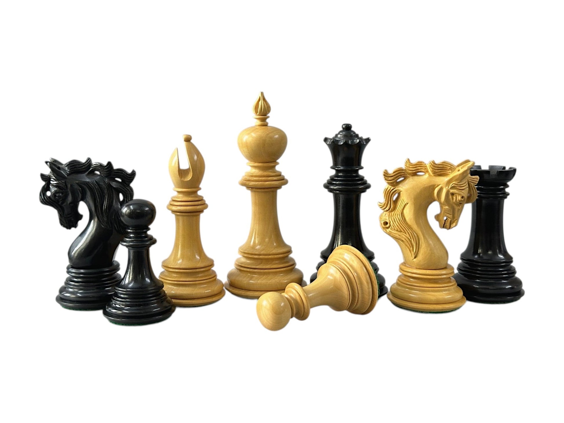 The Benevento Series Luxury Chess Pieces Only Set- 4.4" King- Triple Weighted Ebony Wood - Chess Villa
