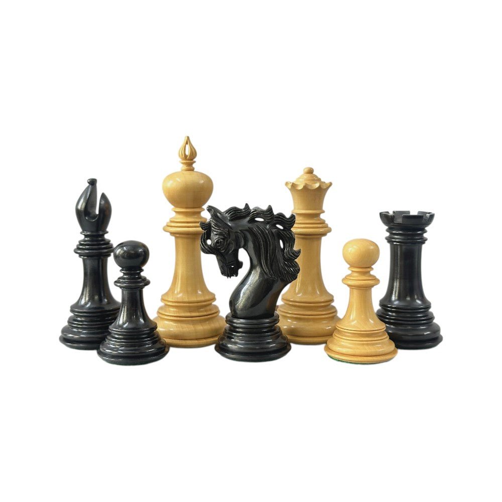 The Benevento Series Luxury Chess Pieces Only Set- 4.4" King- Triple Weighted Ebony Wood - Chess Villa