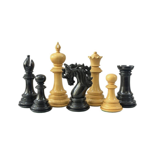 The Benevento Series Luxury Chess Pieces Only Set- 4.4" King- Triple Weighted Ebony Wood - Chess Villa
