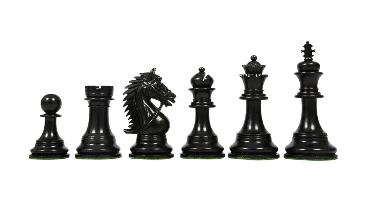 The Chesterfield Series Luxury Chess Pieces - 4.2" King- Triple Weighted Ebony Wood - Chess Villa