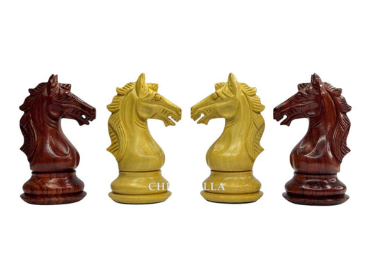 The Cremona Series Staunton Chess Pieces- 4" King- Double Weighted Bud Rosewood - Chess Villa