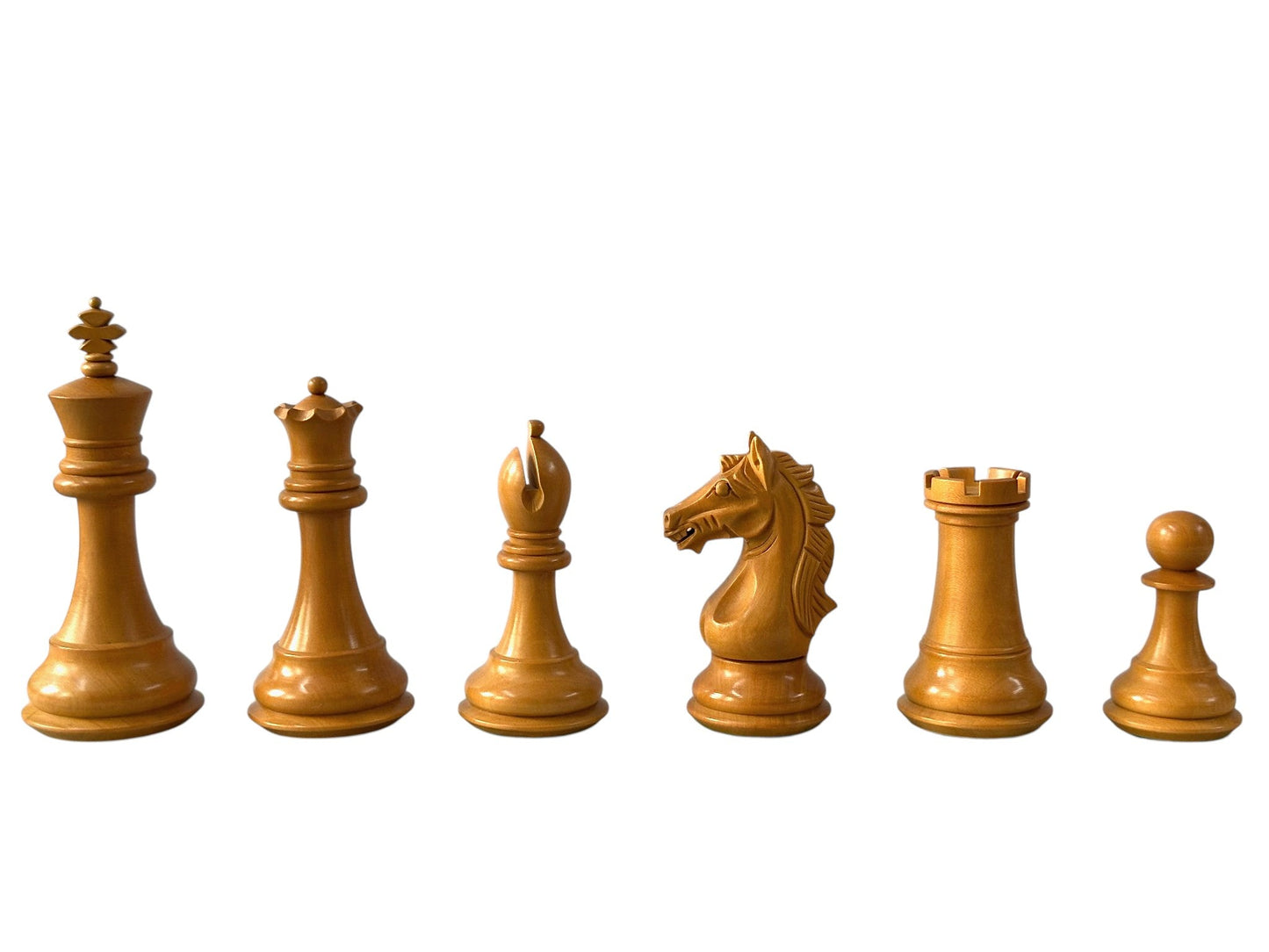 The Cremona Series Staunton Chess Pieces- 4" King- Double Weighted Ebonised Boxwood & Antique Boxwood - Chess Villa