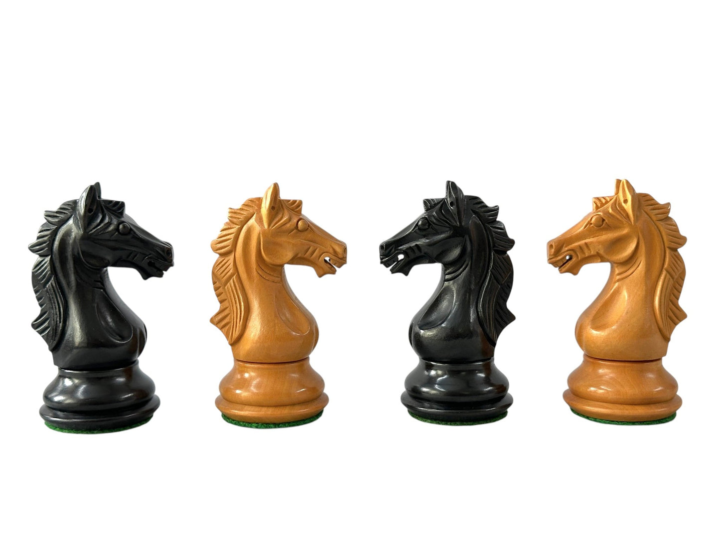 The Cremona Series Staunton Chess Pieces- 4" King- Double Weighted Ebonised Boxwood & Antique Boxwood - Chess Villa