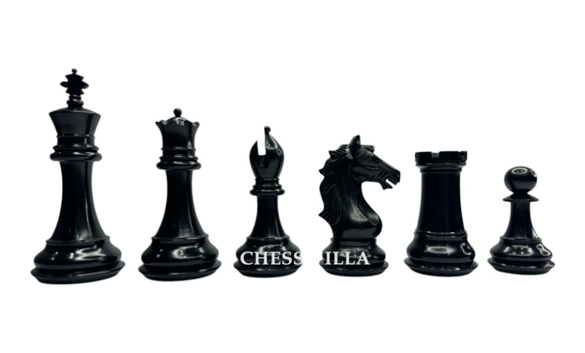 The Cremona Series Staunton Chess Pieces- 4" King- Double Weighted Ebony Wood - Chess Villa