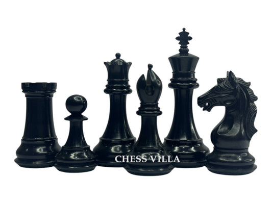 The Cremona Series Staunton Chess Pieces- 4" King- Double Weighted Ebony Wood - Chess Villa