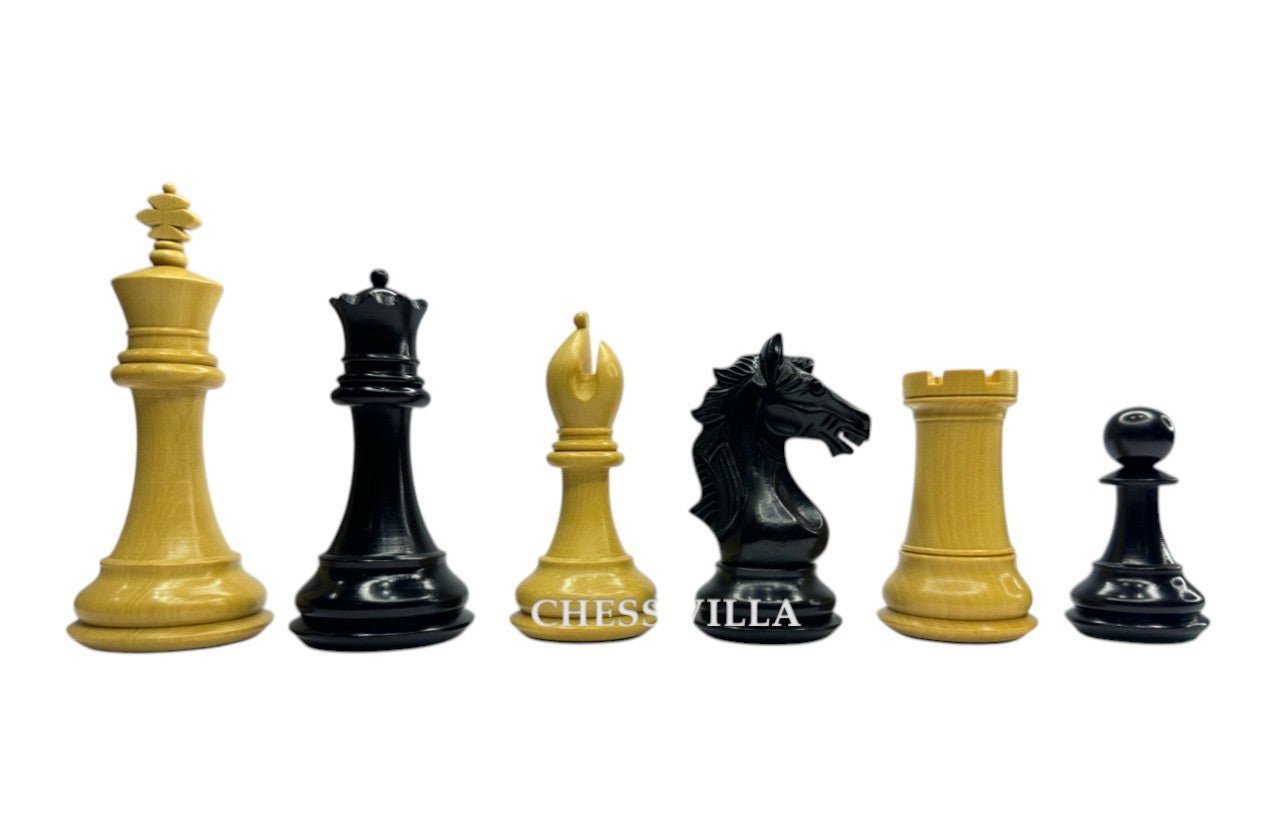 The Cremona Series Staunton Chess Pieces- 4" King- Double Weighted Ebony Wood - Chess Villa
