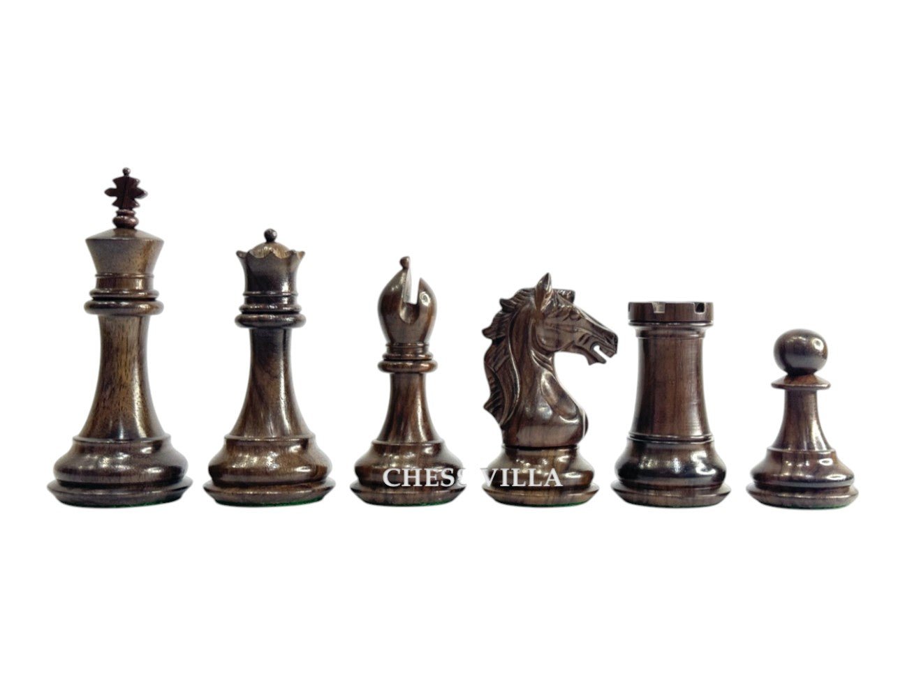 The Cremona Series Staunton Chess Pieces- 4" King- Double Weighted Rosewood - Chess Villa
