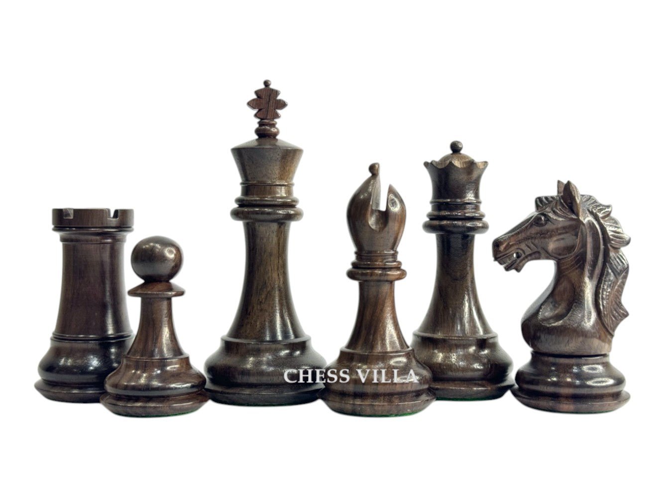 The Cremona Series Staunton Chess Pieces- 4" King- Double Weighted Rosewood - Chess Villa